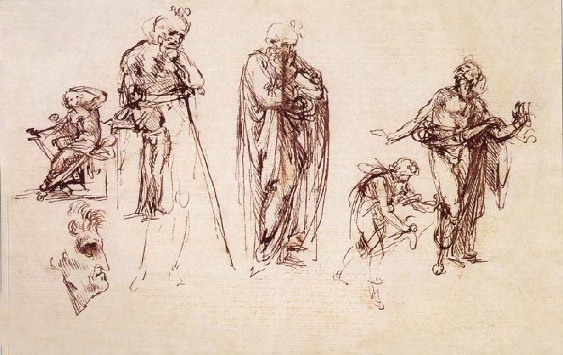 LEONARDO da Vinci Studies fur the adoration of the Konige oil painting image